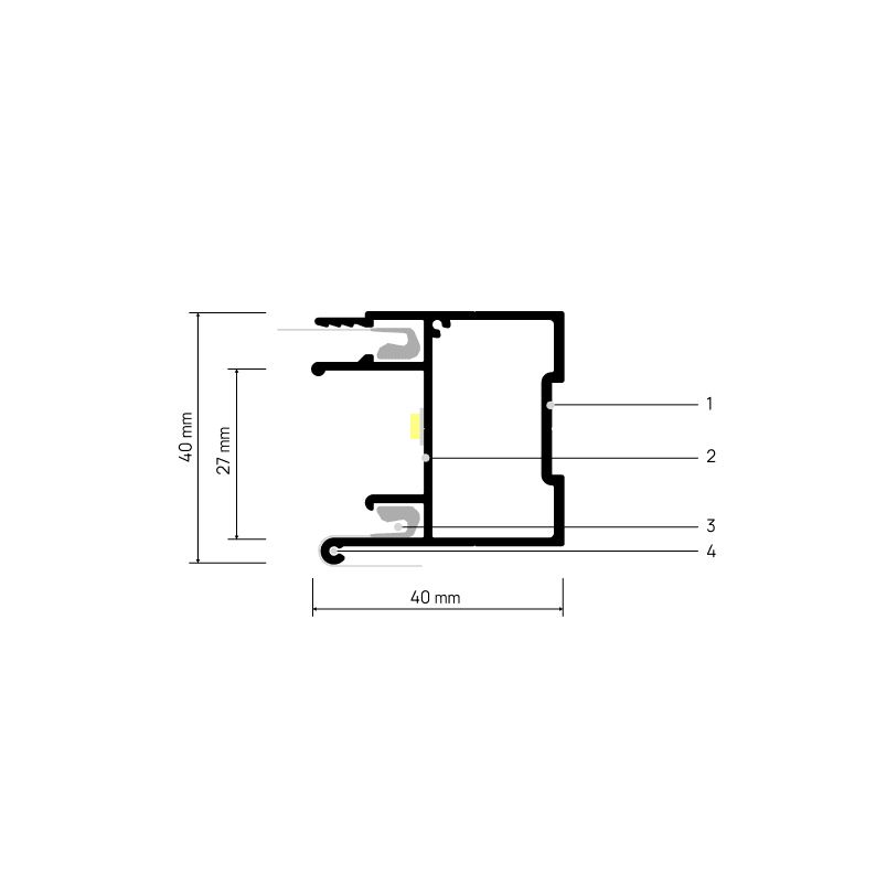 Doorsnede STRATOS X703 met maatvoering