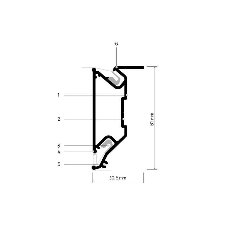 Doorsnede STRATOS X704 met maatvoering