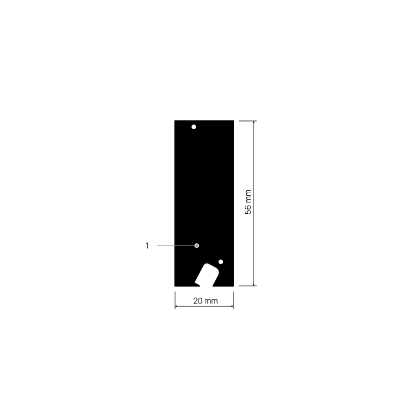 Doorsnede ENDCAPP Y207 met maatvoering
