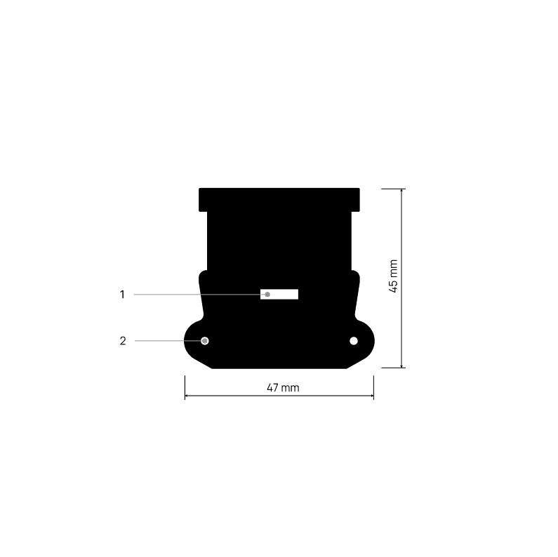 Doorsnede ENDCAPP Y202 met maatvoering