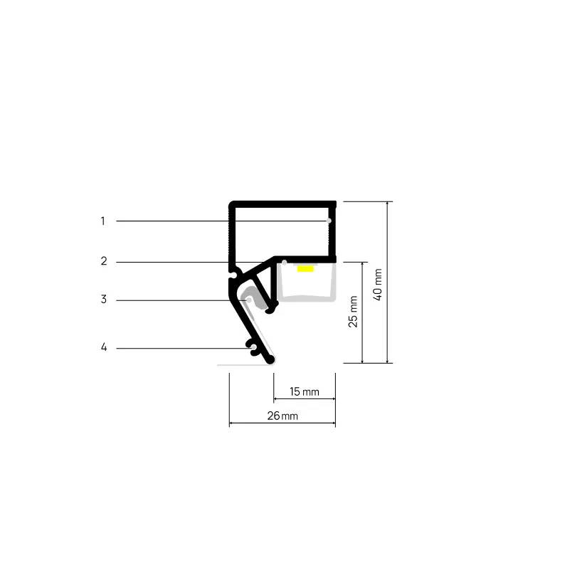 Profiel FLOATIA X303, doorsnede met maatvoering