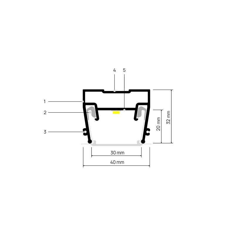 Profiel LIGHTRA X030 S, doorsnede met maatvoering