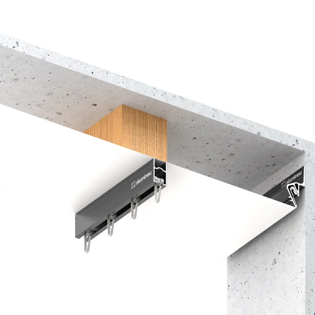 Profiel CURTINA X407, Zwart mat, montage in een spanplafond