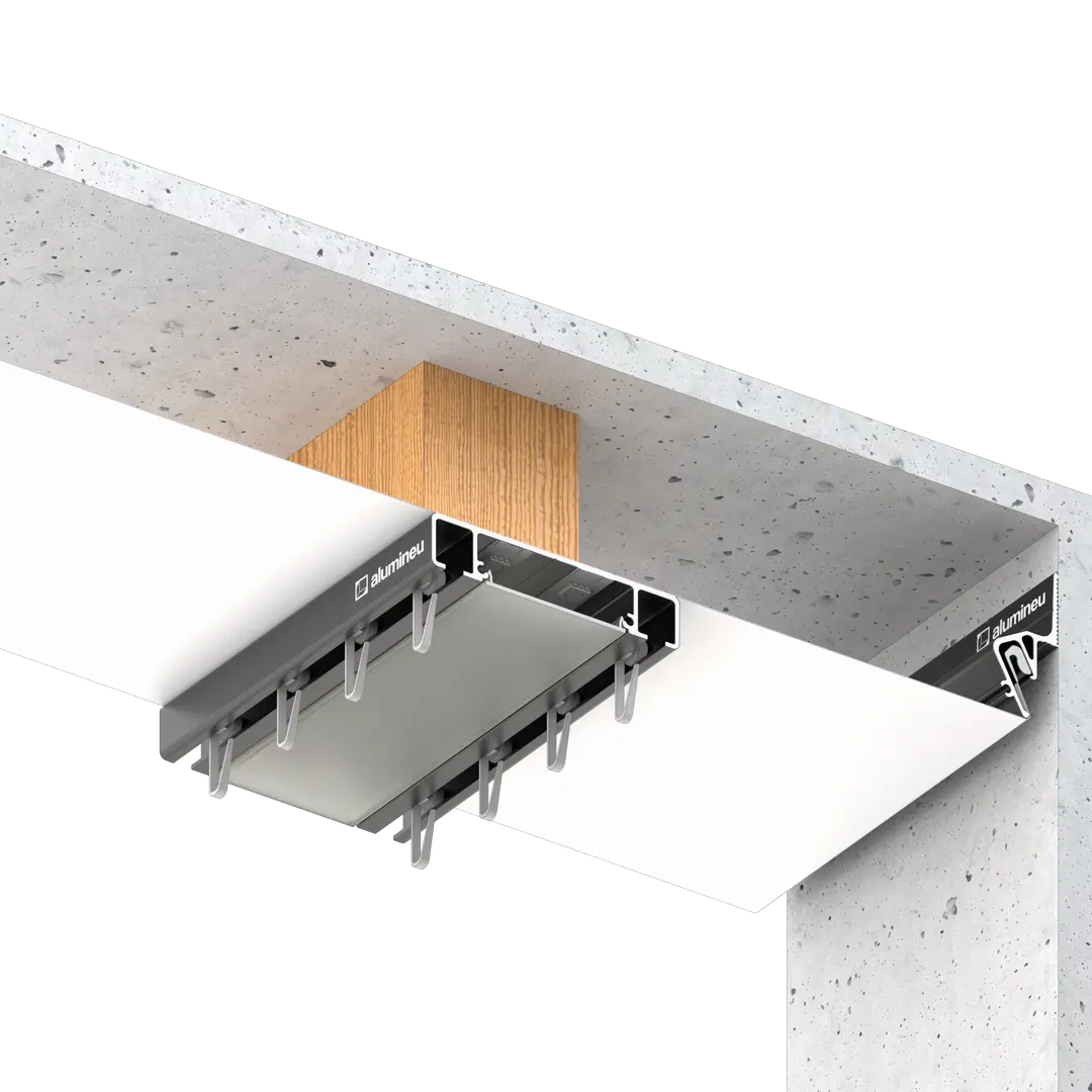 Profiel CURTINA X406, Zwart mat, montage in een spanplafond